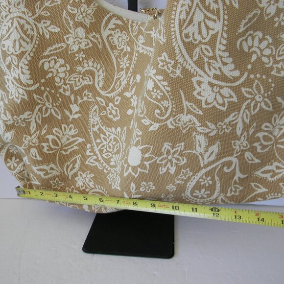 NEW & OTHER STORIES TAN/IVORY PRINTED CANVAS LARGE HOBO SHOULDER BAG BOHO - Picture 3 of 9